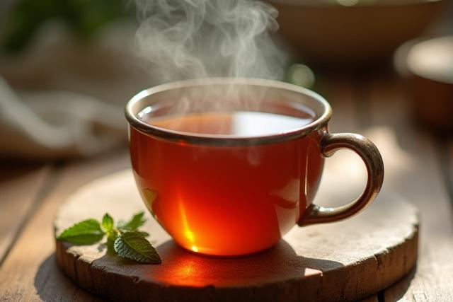 Kézműves teák egészségügyi előnyei, bögre gőzölgő teával