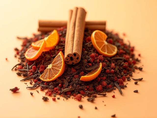 Déli Fény rooibos tea naranccsal és fahéjjal, meleg színekkel